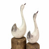 Distressed White Wood Swan Statues Set of 2 Nautical Dock Piling Shelf Decor Additional image