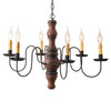 6 Arm Gettysburg Wood Dining Chandelier in Hartford Pumpkin 27 Inches Diameter Main image