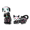 Day of the Dead Cat and Dog Figurine Set 2 Glossy Resin Skeleton Statues Main image