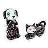 Day of the Dead Cat and Dog Figurine Set 2 Glossy Resin Skeleton Statues Additional image