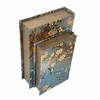 Blue Floral Decorative Book Boxes Set of 2 Wood Felt Lined Storage 11.75 Inch Additional image