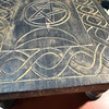 Wooden Altar Table Distressed Carved Pentagram Celtic Knotwork Decor Image of main defect