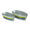 Set of 2 Galvanized Metal Boat Planter Flower Tub Indoor Outdoor Plant Pot Additional image