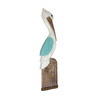 Hand Carved Wood Pelican Wall Plaque Aqua Coastal Rope Accent 24 Inch Additional image