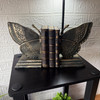 Antique Bronze Butterfly Bookends Set Resin Decorative Book Supports 10.25 Inch Lifestyle image 1