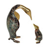 Penguin Figurine Set of 2 Gold Cast Aluminum 10 Inch Tabletop Sculptures Additional image