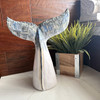 Coastal Ceramic Whale Tail Statue White Blue Gray 11.75 Inch Tabletop Decor Lifestyle image 1