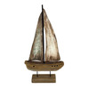 Weathered Wood Sailboat Sculpture 22 Inch Nautical Coastal Tabletop Decor Main image