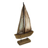 Weathered Wood Sailboat Sculpture 22 Inch Nautical Coastal Tabletop Decor Additional image