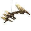 Driftwood Bird Hanging Mobile with Four Wood Birds 24 Inch Natural Decor Main image