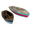 Nautical Wood Boat Tray Set of 2 Distressed Striped Coastal Table Decor Main image