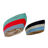 Nautical Wood Boat Tray Set of 2 Distressed Striped Coastal Table Decor Additional image