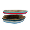 Nautical Wood Boat Tray Set of 2 Distressed Striped Coastal Table Decor Additional image