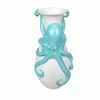 Coastal Octopus Vase Aqua White 12 Inch Hand Painted Resin Nautical Decor Main image