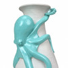 Coastal Octopus Vase Aqua White 12 Inch Hand Painted Resin Nautical Decor Additional image