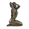 Bronzed Female Nude Kneeling Hands In Hair Statue Facing Right Additional image