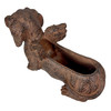 Flying Wiener Dog Planter 18" Brown, With Drain Hole, Rustic Garden Decor Additional image