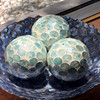 Sea Blue Capiz Shell 4 Inch Decorative Orbs Set of 3 Coastal Balls Additional image