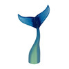 Things2die4 Blue Wood Whale Tail Statue 33 Inch Height Coastal Floor Sculpture Main image