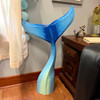 Things2die4 Blue Wood Whale Tail Statue 33 Inch Height Coastal Floor Sculpture Additional Image 6