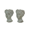 Set of 2 Weathered Gray Greek Lady Statue Wall Mount Cement Head Planter 6 Inch Main image