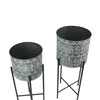 Set of 2 Galvanized Metal Planters With Stands Rustic Flower Pot Garden Decor Additional image