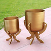 SPI Home Set of 2 Golden Finish Cast Aluminum Planter Holders Main image