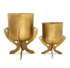 SPI Home Set of 2 Golden Finish Cast Aluminum Planter Holders Additional image