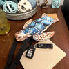 Sea Turtle Crossbody Bag Blue Vinyl Adjustable Strap Women's Small Purse Lifestyle image 3