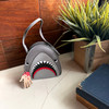 Shark Wristlet Handbag Halloween Grey Vinyl Coin Purse with Hand Charm Zipper Lifestyle image 3