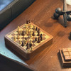 Magnetic Acacia Wood Chess Set with Storage Drawer 7 Inch Tabletop Game Lifestyle image 5