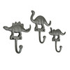 Set of 3 Cast Iron Dinosaur Wall Hooks Gray Decorative Coat Hangers 6.25 Inch Main image