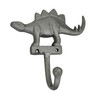 Set of 3 Cast Iron Dinosaur Wall Hooks Gray Decorative Coat Hangers 6.25 Inch Additional image