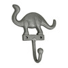 Set of 3 Cast Iron Dinosaur Wall Hooks Gray Decorative Coat Hangers 6.25 Inch Additional image