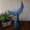 Blue Wooden Whale Tail Sculpture 25 Inch Nautical Coastal Freestanding Decor Lifestyle image 1