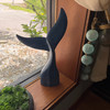 Blue Wooden Whale Tail Sculpture 25 Inch Nautical Coastal Freestanding Decor Lifestyle image 3