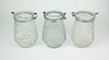 Set of 3 Textured Clear Glass 6 Inch Diameter Candle Lanterns With Wire Handles Additional image