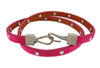 Fuchsia Leather Python Triple Wrap Rhinestone Bracelet Main image