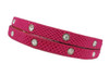 Fuchsia Leather Python Triple Wrap Rhinestone Bracelet Additional image