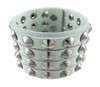 Gray Leather 4 Row Cone Spiked Wristband Wrist Band Main image