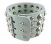Gray Leather 4 Row Cone Spiked Wristband Wrist Band Additional image