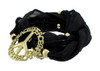 Black Beaded Ribbon Gold Tone Peace Sign Wrap Bracelet Additional image
