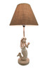 22 in. Beige Antique Stone Finish Mermaid Table Lamp w/Burlap Shade Main image