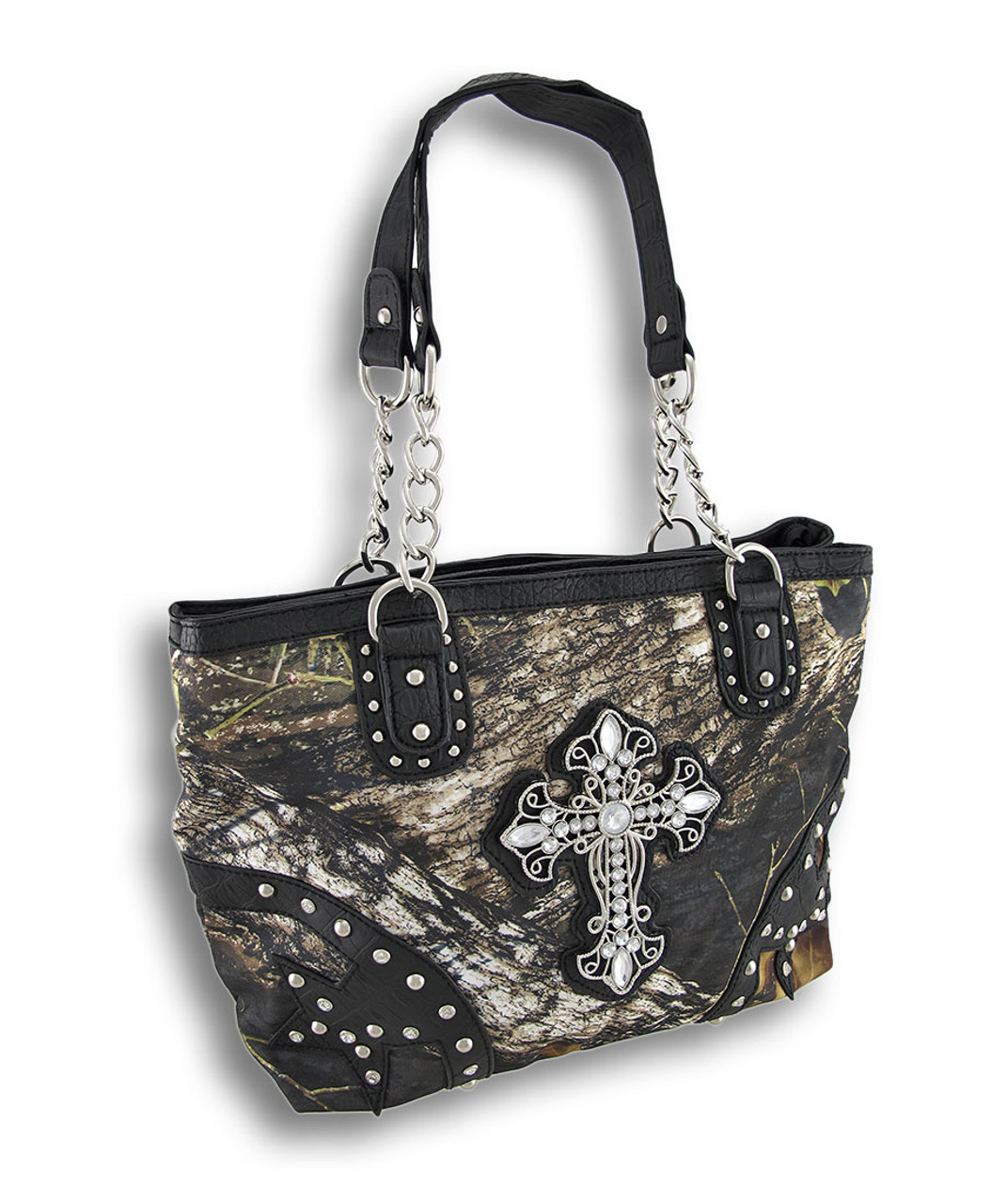 Mossy Oak Camo Fleur De Lis Vinyl Trimmed Concealed Carry Purse