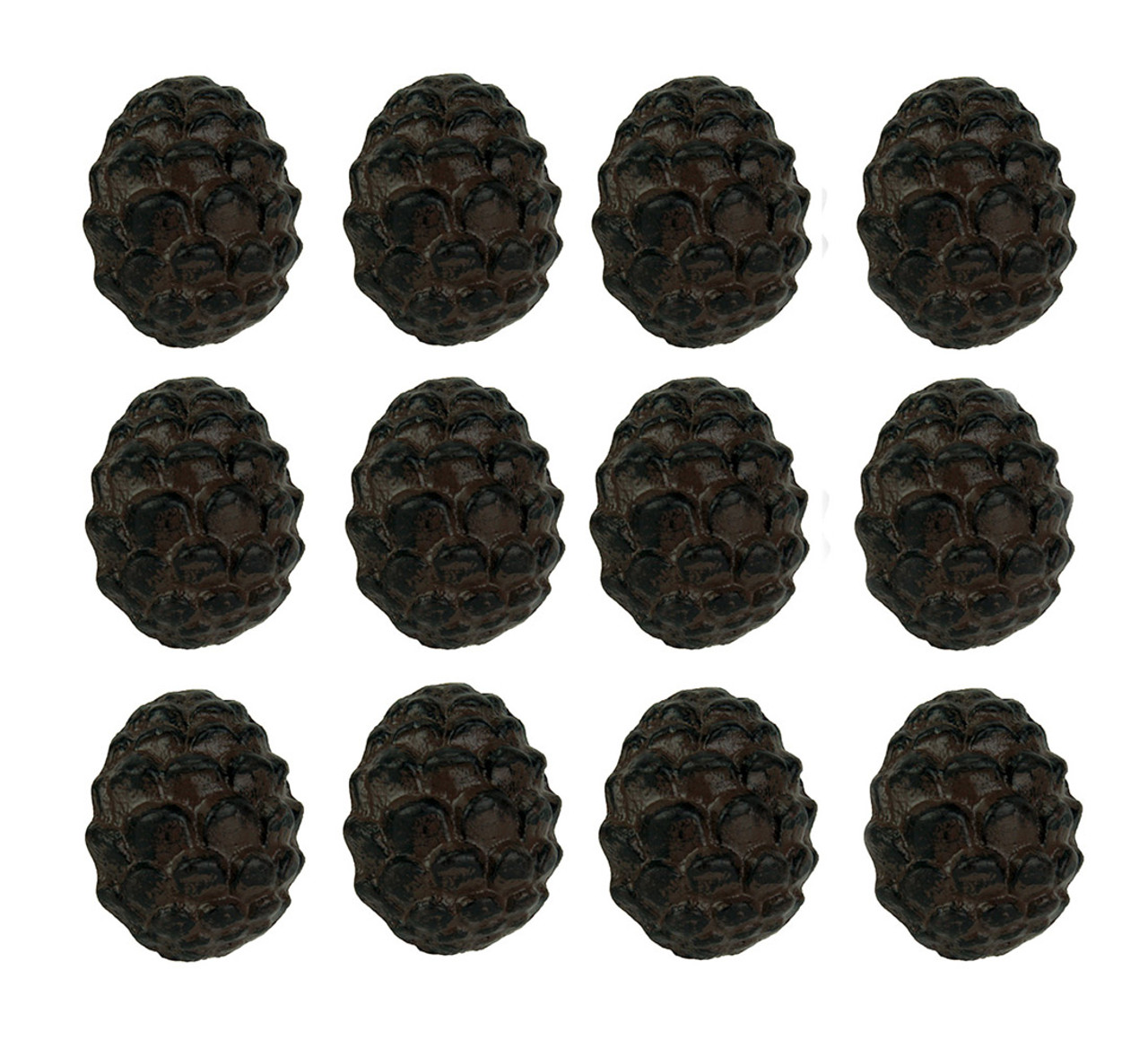 Rustic Brown Woodland Pine Cone 12 Piece Cast Iron Drawer Pull Set