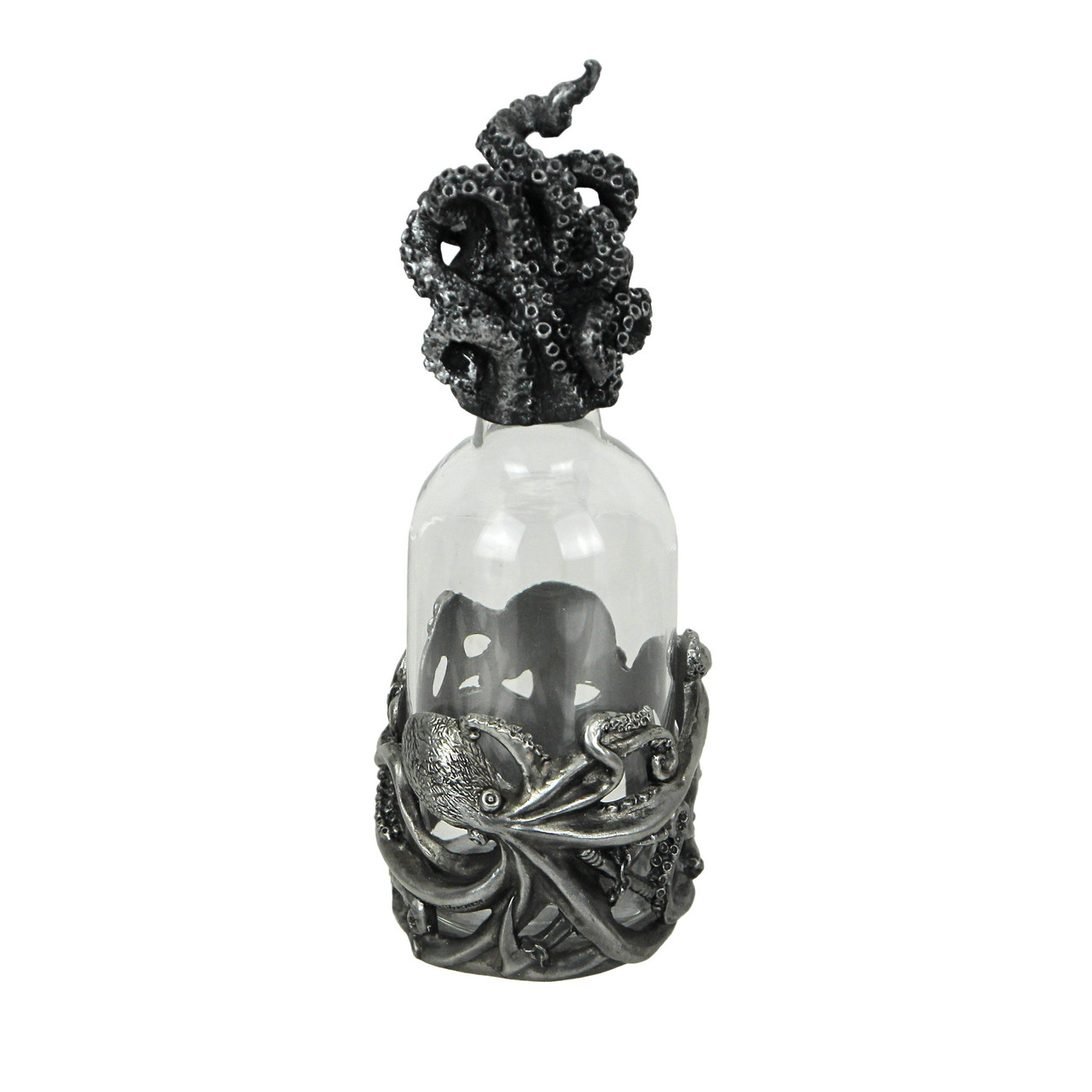 Exquisite Silver Resin and Glass Octopus Perfume Bottle with