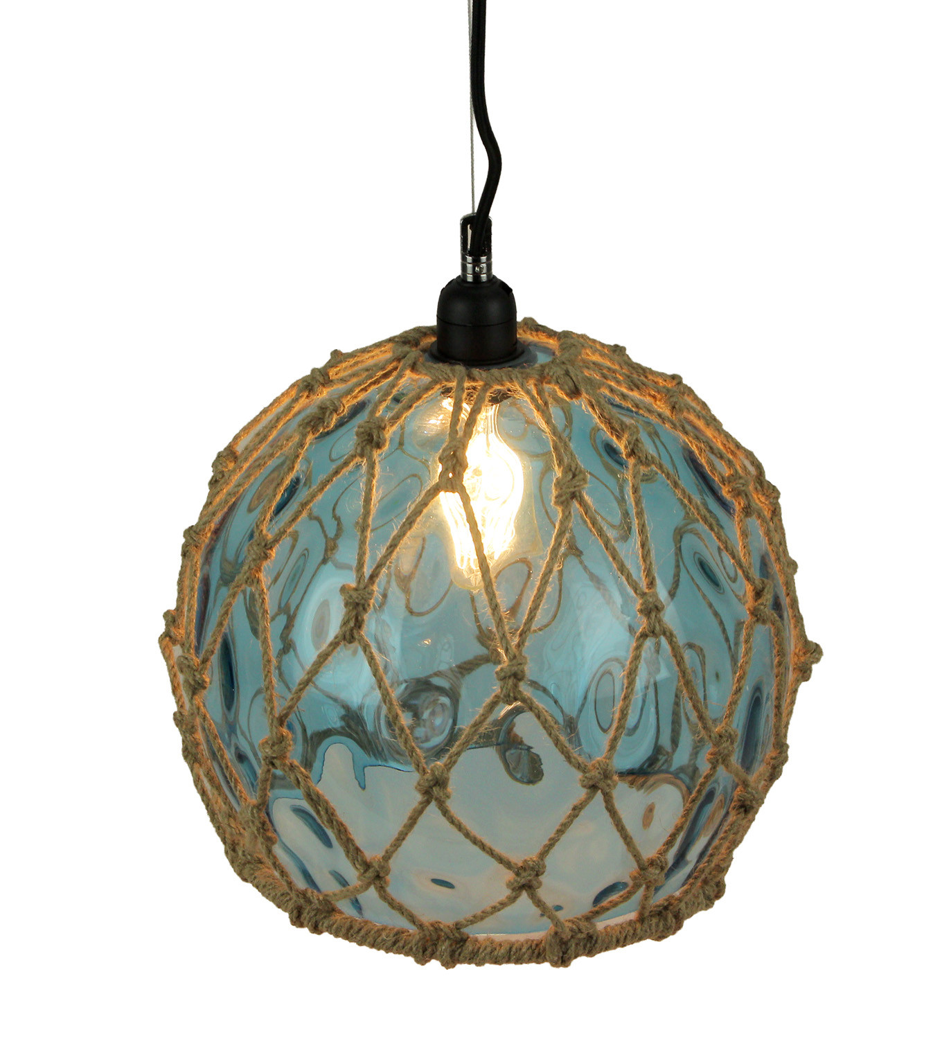 Glass Rope Wrapped Pendant Light Coastal Ceiling Lamp - Things2Die4