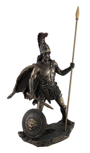 Bronzed Mars Roman God of War Statue with Colored Accents Main image