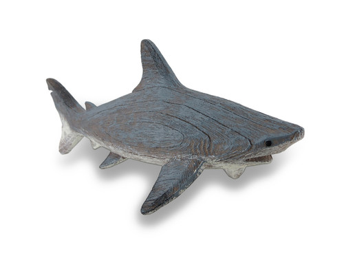 Gray Weathered Finish Wood Look Shark Statue Main image