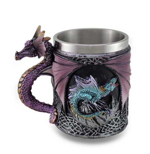 Purple Gothic Dragon Decorative Tankard Celtic Knot Work Mug / Pencil Holder Main image